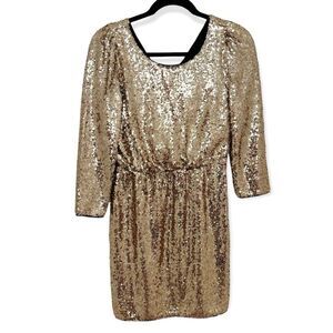 Lulu's Gold Sequin Long Sleeve Mini Dress